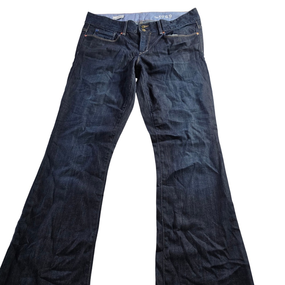 Gap 1969 Perfect Boot Jeans Dark Indigo Blue Bootcut Denim Womens 31/12r